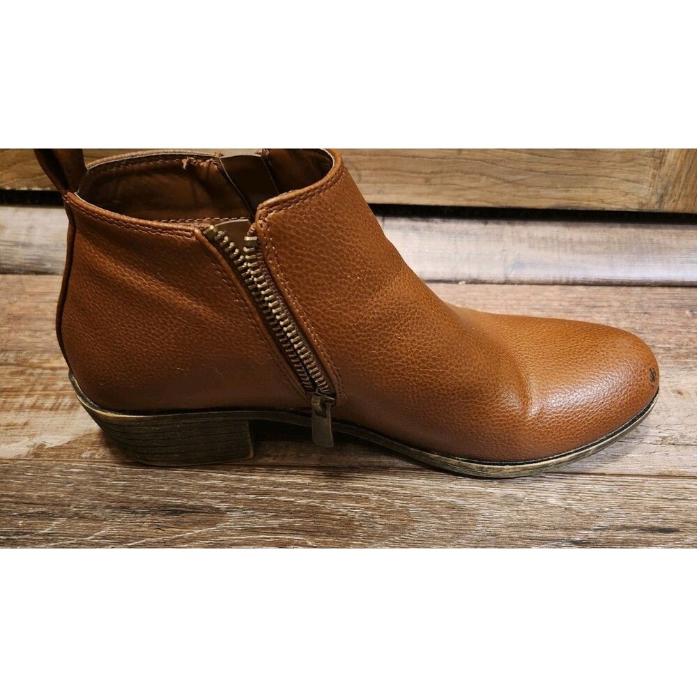 Ladies Size 6.5 Jessica Cline Zip Up Ankle Boots Brown Faux Leather. - Picture 4 of 10